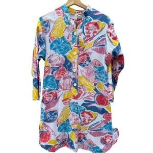 Vintage 80s Seashell colorful dress Size Medium